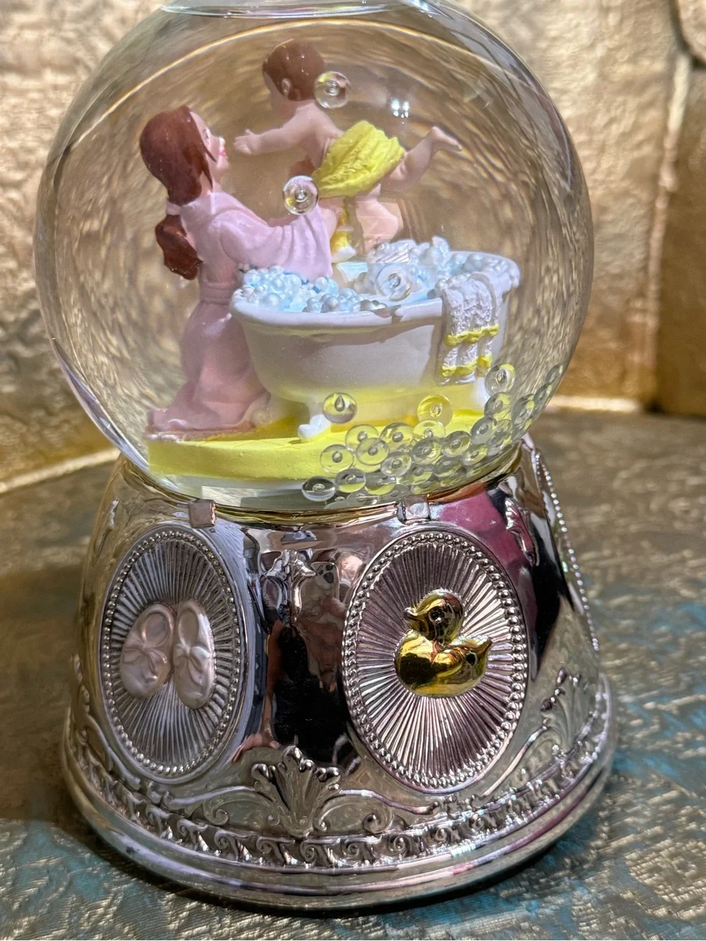 Wallace Silver Globe Bath Time Baby bubbles Music box|You are my sunshine RARE